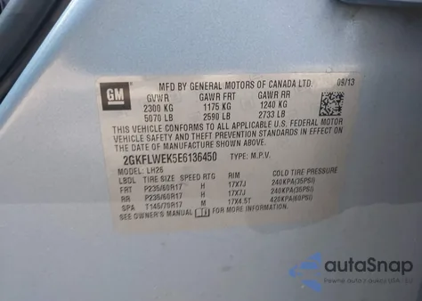 2014 GMC Terrain Sle-2 из США, поврежденный, VIN 2GKFLWEK5E6136450